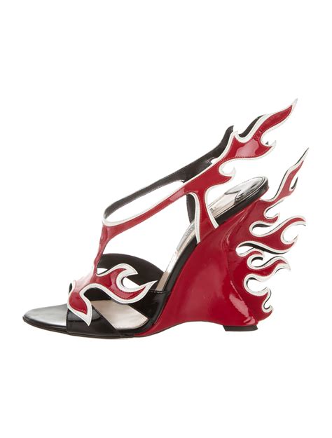 prada fire shoes|prada flame wedge sandals.